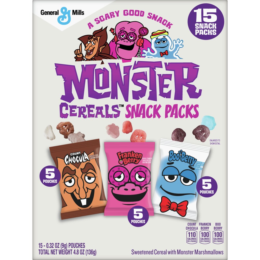 Monster Breakfast Cereals Snack Packs, 15 Snack Packs