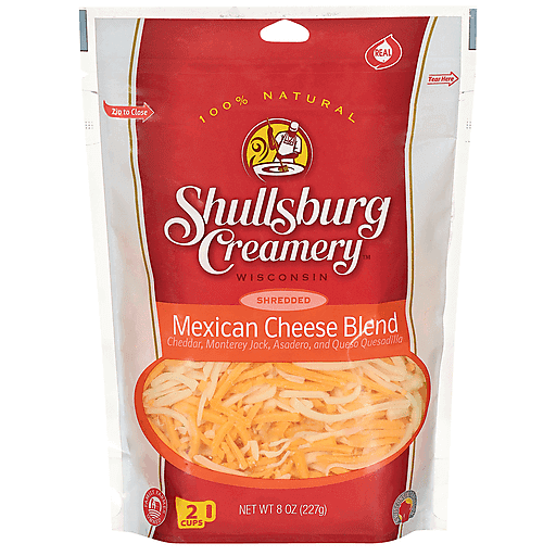 Shredded Mexican Cheese Blend Cheddar, Monterey Jack, Asadero, and Quesadilla, Mexican