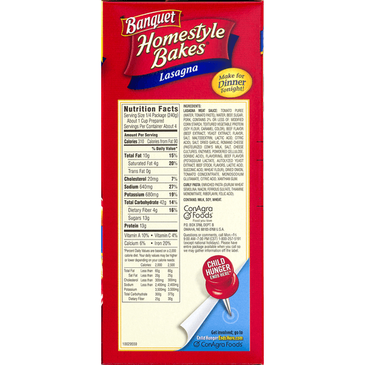 Lasagna Sauce with Meat & Curly Pasta Homestyle Bakes, Lasagna