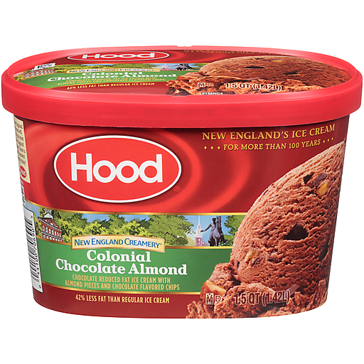 Colonial Chocolate Almond Chocolate Reduced Fat Ice Cream with Almond Pieces and Chocolate Flavored