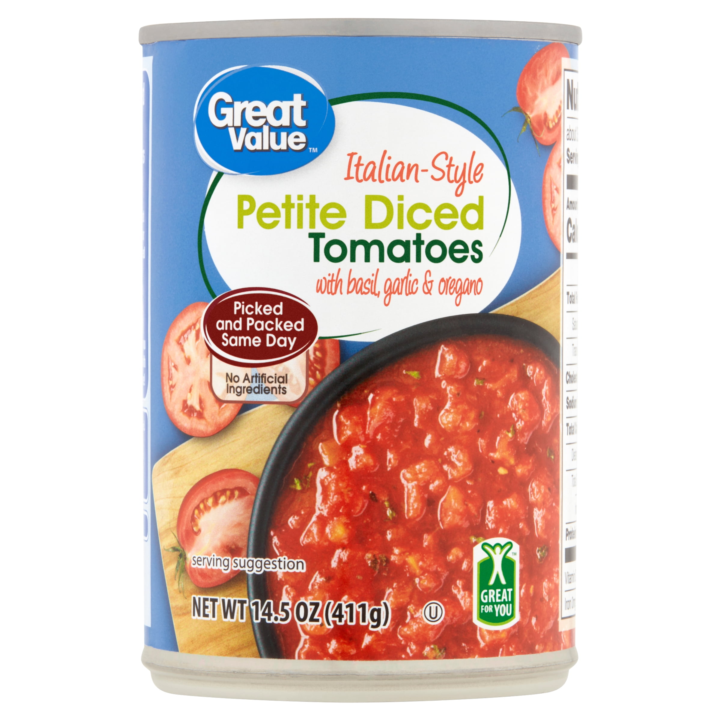 Great Value, Italian Dices Tomatoes with Basil, Garlic & Oregano