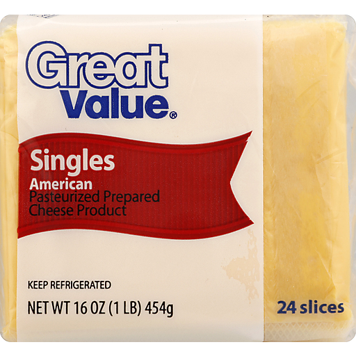 Great Value Pasteurized Prepared Cheese Product, Singles, American