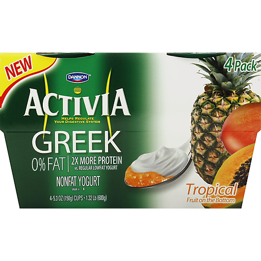Dannon, Activa, Grade a Nonfat Greek Yogurt, 4 Tropical Fruit, 4 Tropical Fruit