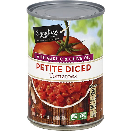 Signature Select Tomatoes, With Garlic & Olive Oil, Petite Diced