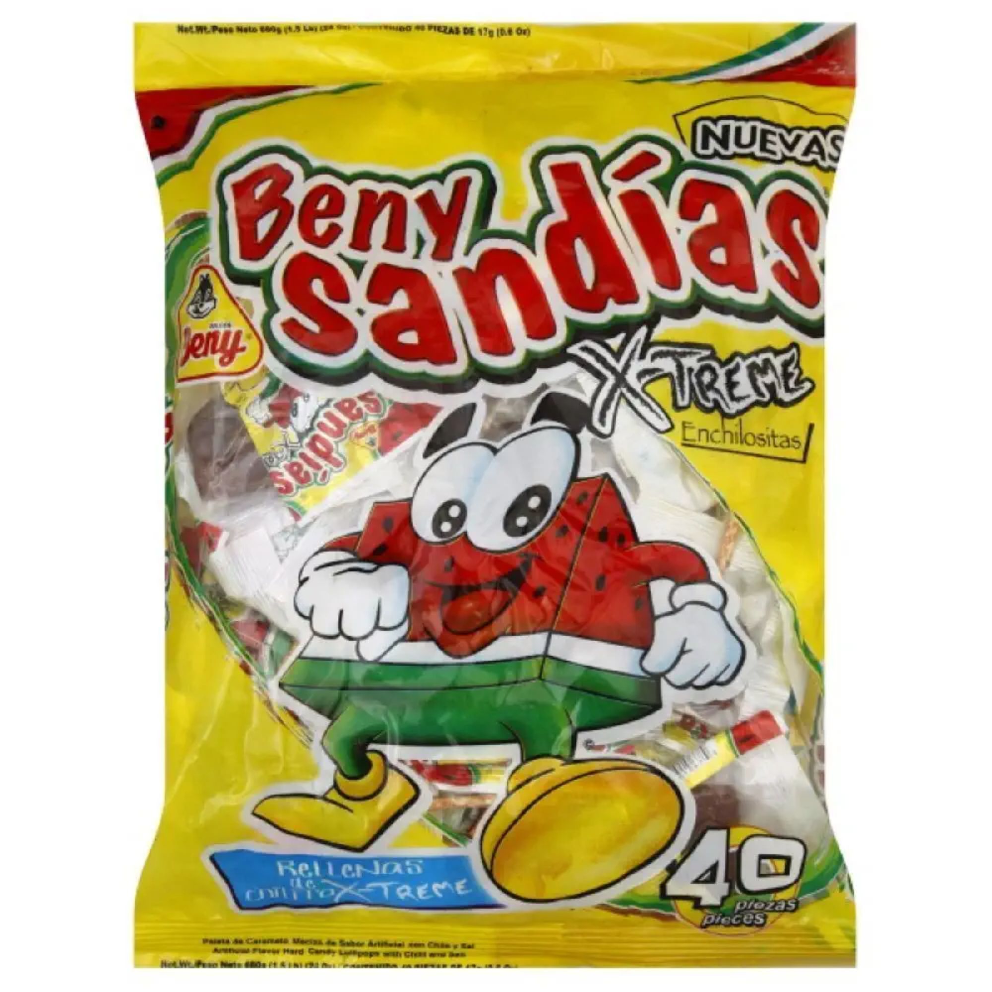 Beny Hard Candy, Lollipops, Watermelon Flavor, Sandias Xtreme