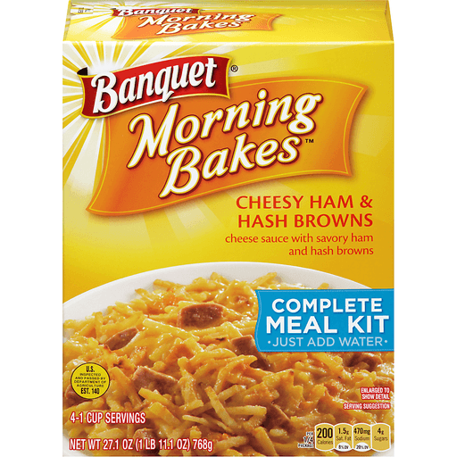 Cheesy Ham & Hash Browns Cheese Sauce with Savory Ham Morning Bakes, Cheesy Ham & Hash Browns