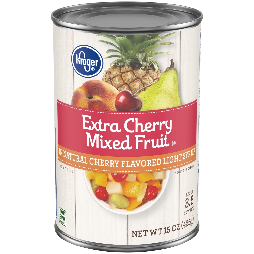 Kroger, Extra Cherry Mixed Fruit in Natural Cherry Flavored Light Syrup