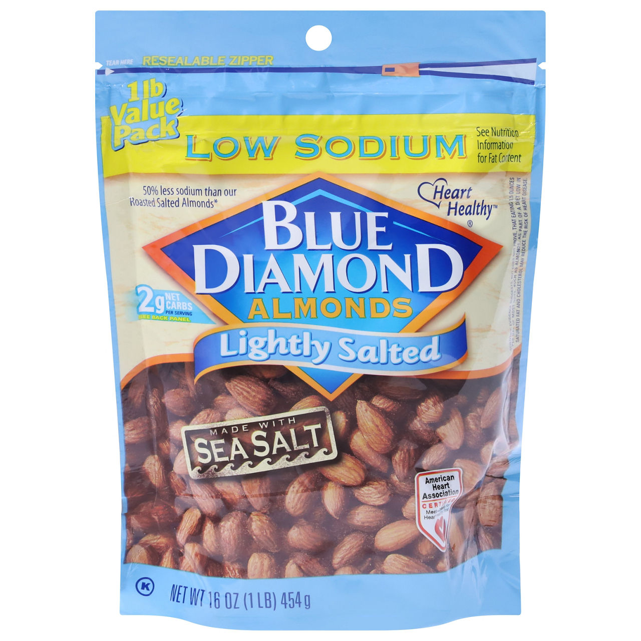 Blue Diamond Almonds Lightly Salted Low Sodium - 16 Ounce — UPC ...