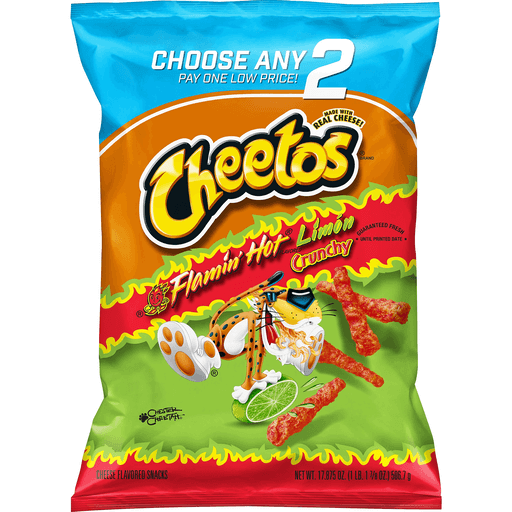 Cheese Flavored Crunchy Snacks, Flamin' Hot Limon, Cheese