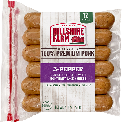 3-Pepper Smoked Sausage with Monterey Jack Cheese, 3-Pepper
