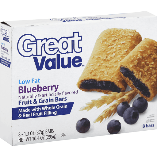 Photo of Great Value Low Fat, Blueberry Fruit & Grain Bars