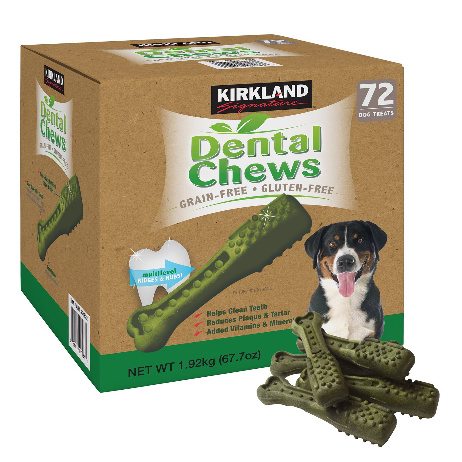 Kirkland Signature Dental Chews 72 Dog Treats, Green