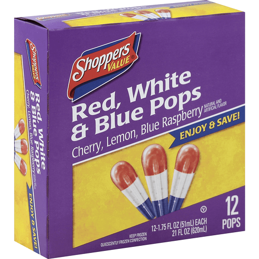 All-American Pops, Cherry, Lemon, Blue Raspberry