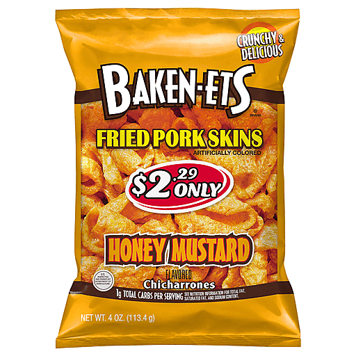 Honey Mustard Chicharrones Fried Pork Skins, Honey Mustard