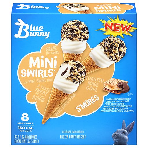 S'Mores Marshmallow Frozen Dairy Dessert with a Chocolate Swirl Dipped in White Confectionary