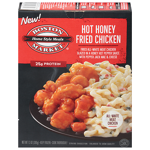 Hot Honey Fried Chicken Glazed in a Honey Hot Pepper Sauce with Pepper Jack Mac & Cheese, Hot Honey