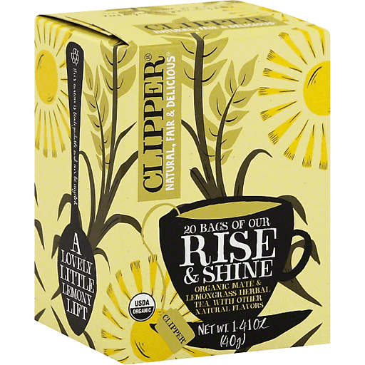 Clipper, Rise & Shine Herbal Tea, Oraganic Mate & Lemongrass, Oraganic Mate & Lemongrass