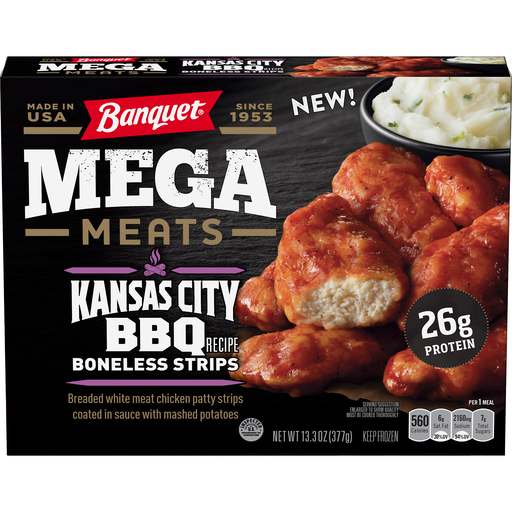 Kansas City BBQ Recipe Boneless Strips Breaded White Meat Chicken Patty Strips Coated in Sauce with