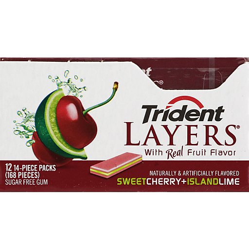 Trident Layers Gum, Sugar Free, Sweet Cherry + Island Lime