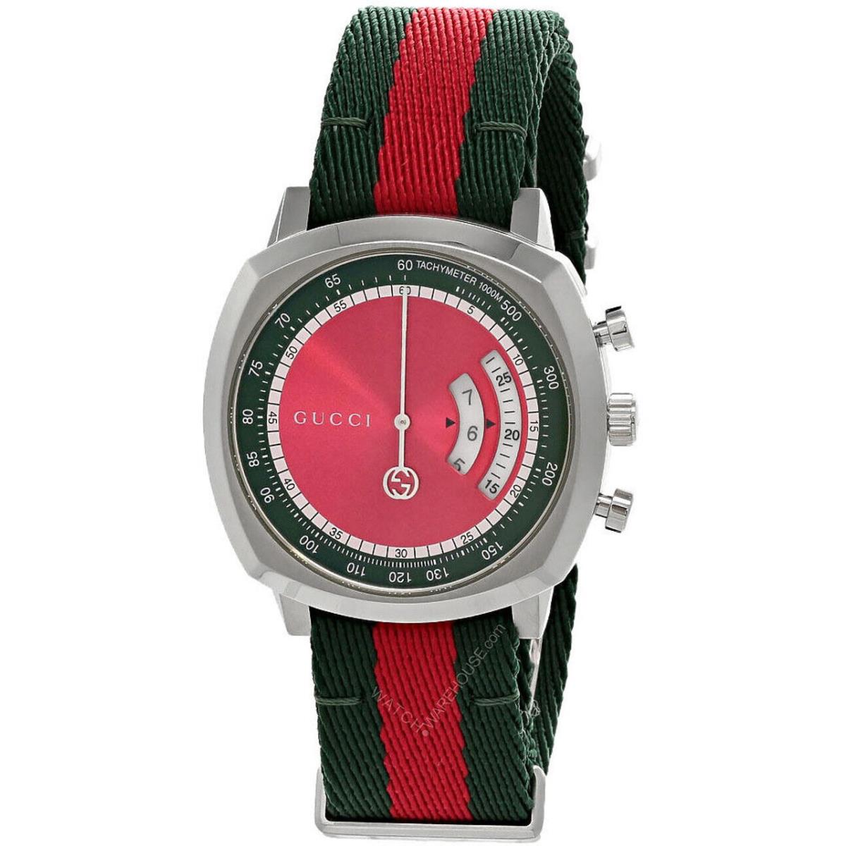 Photo of Gucci Grip 40MM SS Red/green Dial Fabric Strap Men`s Watch YA157304