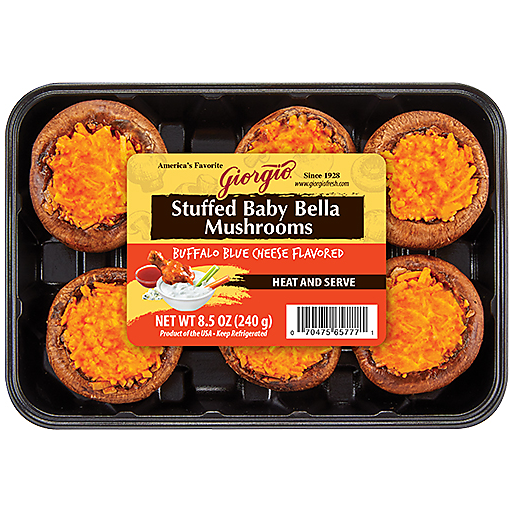 Buffalo Blue Cheese Flavored Stuffed Baby Bella Mushrooms, Buffalo Blue Cheese