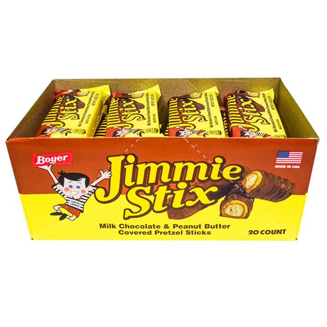 Boyer Candy Jimmie Stix Chocolate Peanut Butter Pretzel 1.8 Oz. 20 Ct