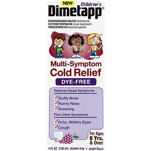 Dimetapp Cold Relief, Multi Symptom, Grape Flavor 4 Oz