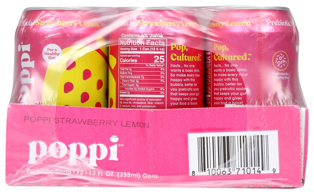 Poppi Prebiotic Soda, Strawberry Lemon