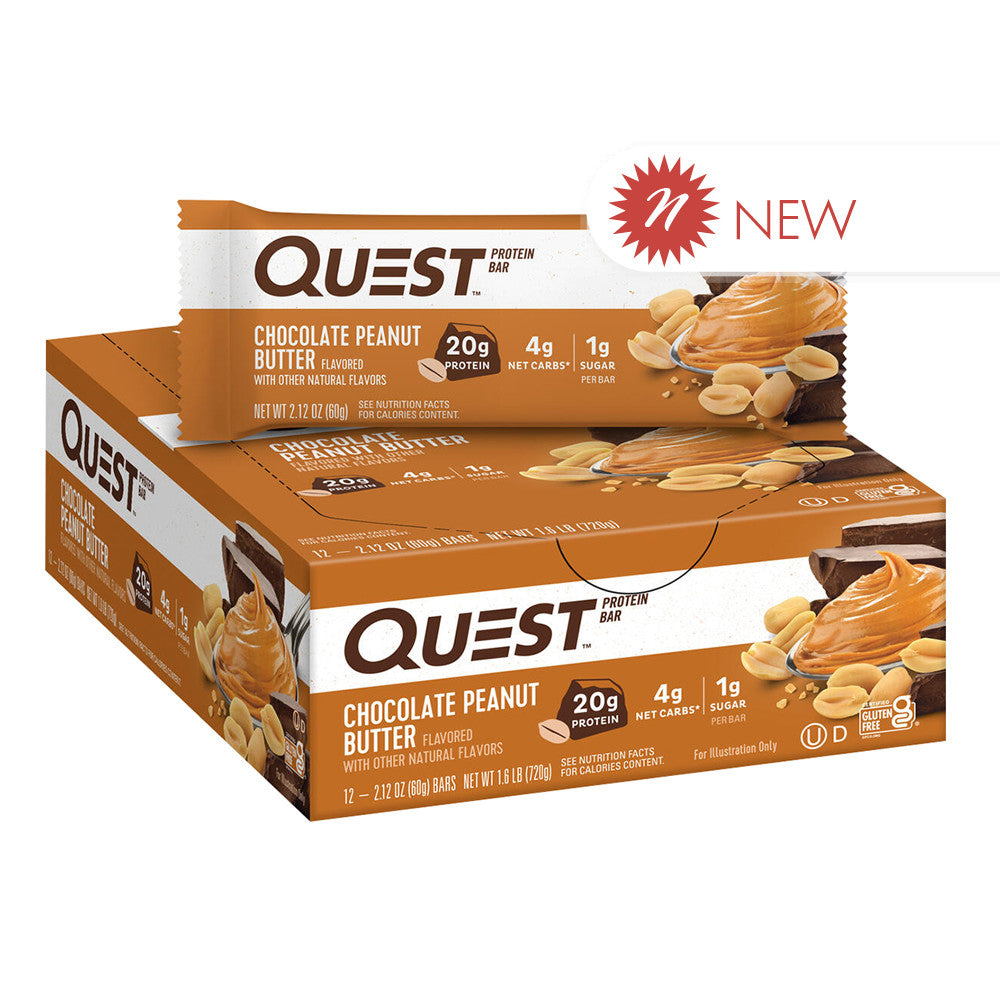 Quest Protein Bar Chocolate Peanut Butter Flavor 12-2.12 Oz. Bars