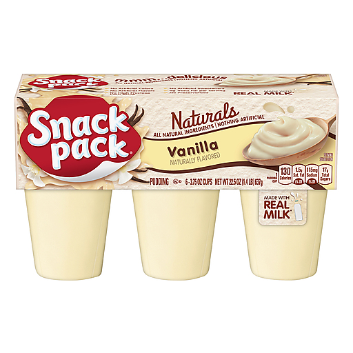 Snack Pack Vanilla Naturals Pudding Cups, 6 Count