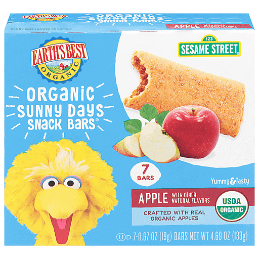 Earth's Best Organic Toddler Sunny Days Sesame Street Apple Snack Bars