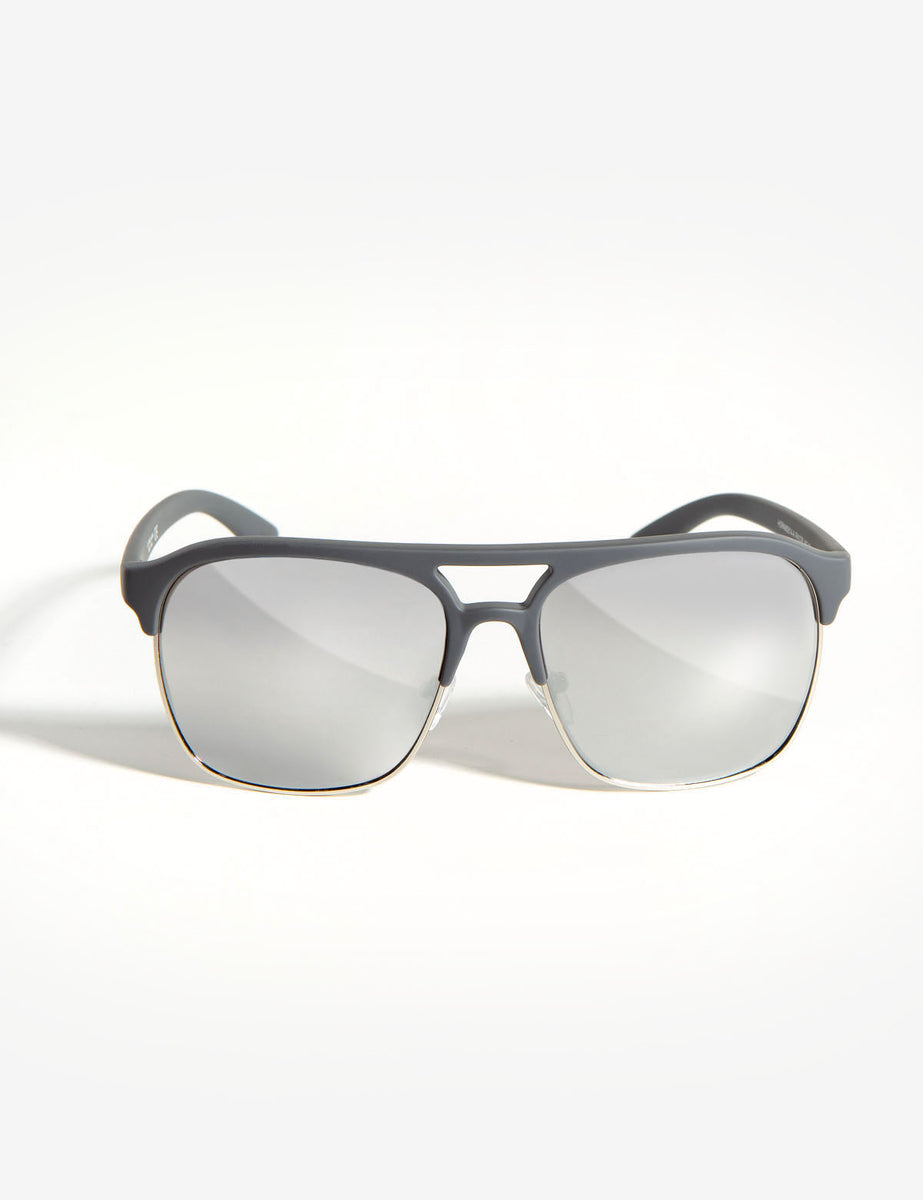 Men's Rectangular Combo Metal Aviator Sunglasses