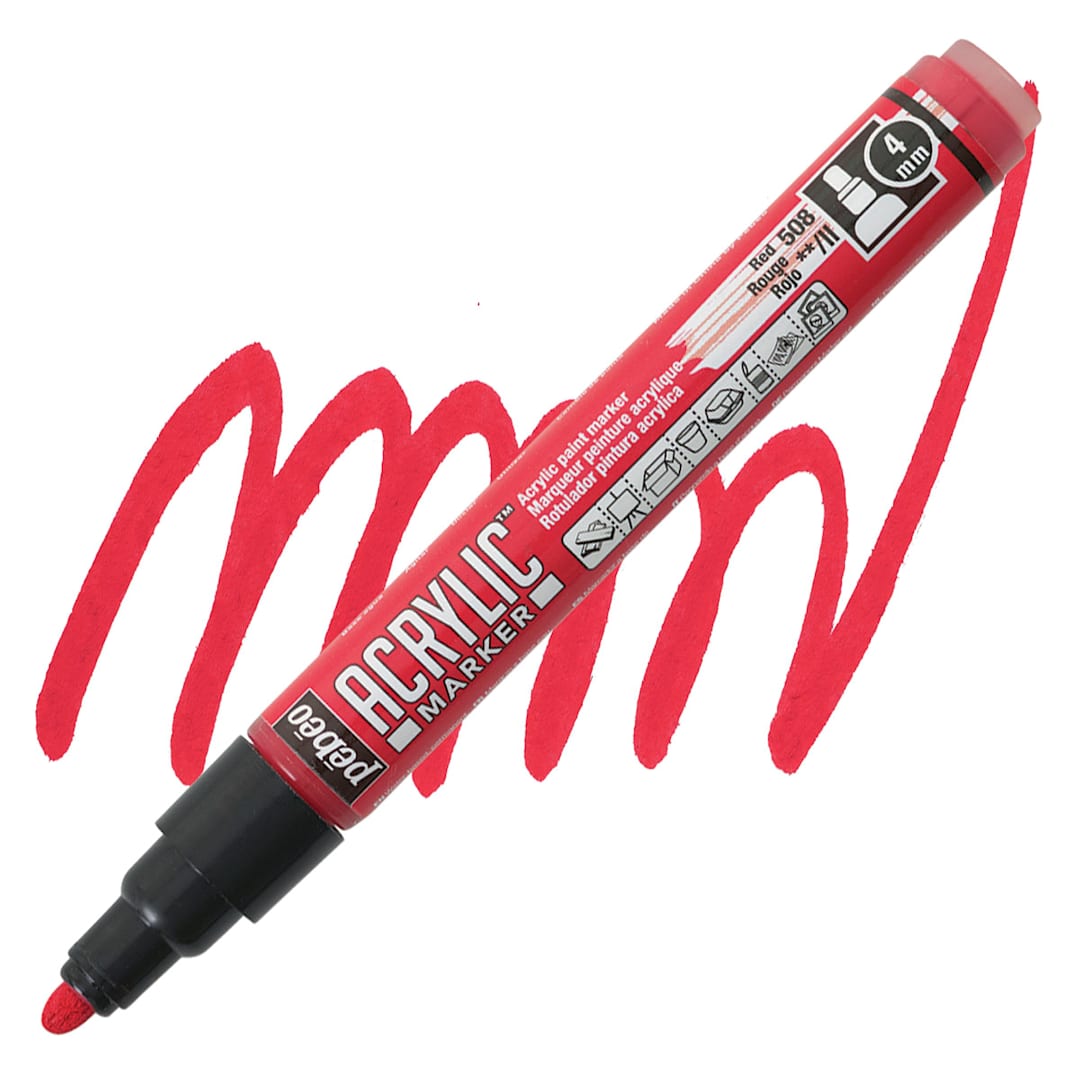 Photo of Pebeo Acrylic Marker - Red, 4 Mm, Bullet Nib