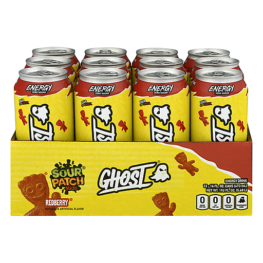 Ghost 12 Pack Sour Patch Kids Redberry Energy Drink — UPC 810028293328