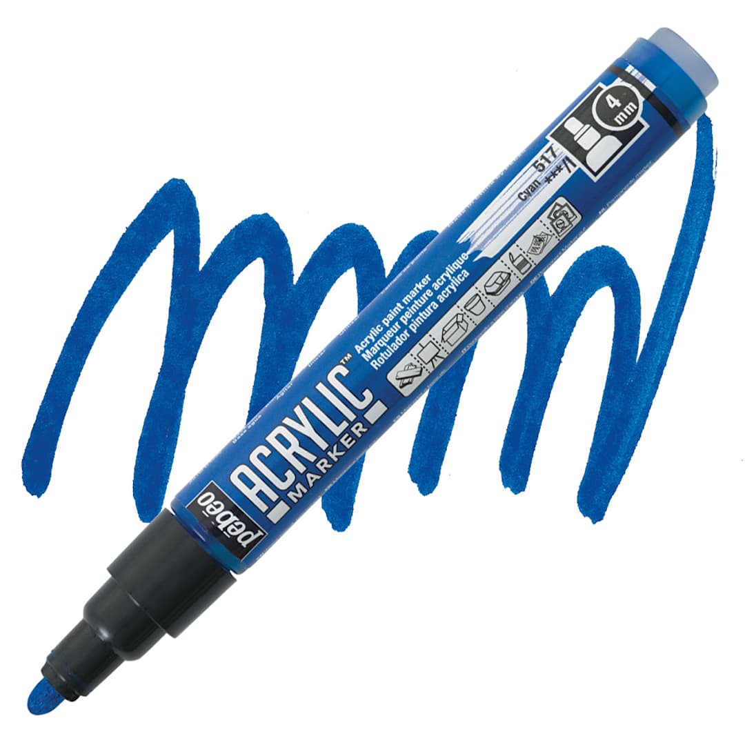 Photo of Pebeo Acrylic Marker - Cyan, 4 Mm, Bullet Nib