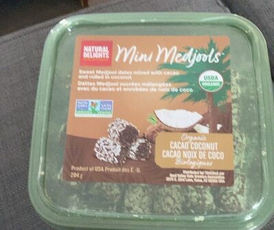 Mini Medjools Sweet Medjool Dates Mixed with Cacao and Rolled in Coconut