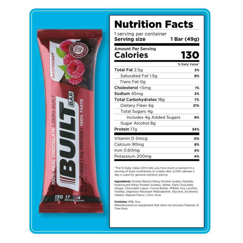 Raspberry 100% Real Chocolate Protein Bar, Raspberry