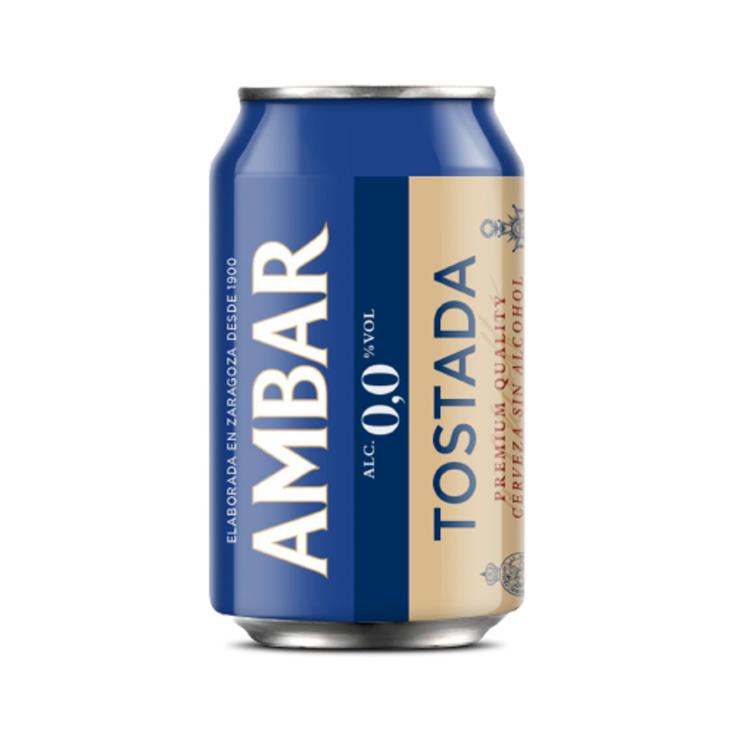 CERVEZA AMBAR 0,0 TOSTADA LATA 33CL