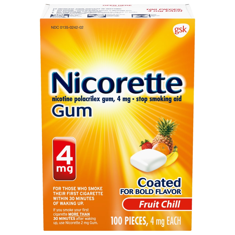 Nicorette - 4 Mg Nicotine Gum - Fruit Chill 100 Count