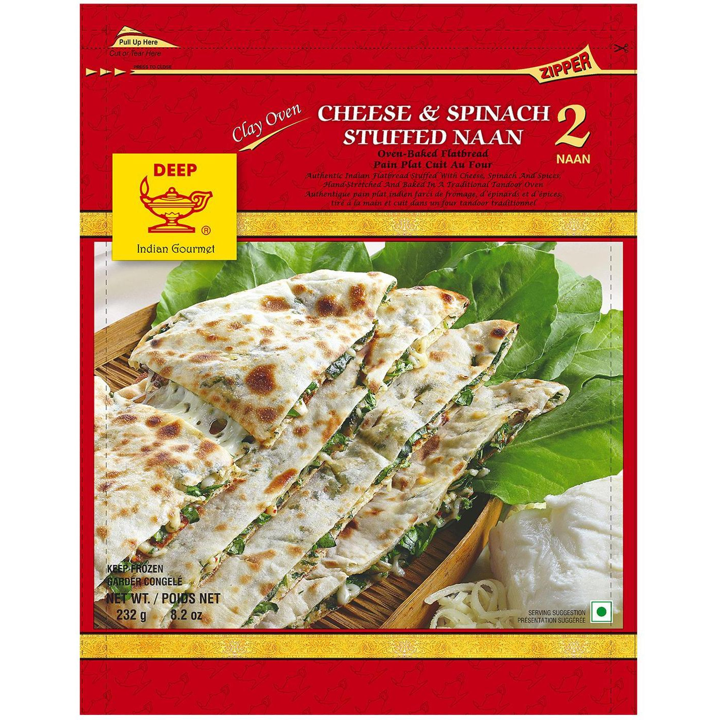 Cheese and Spinach Stuffed Naan