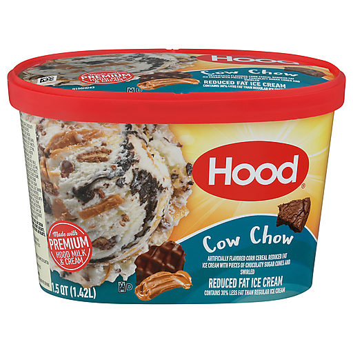 Cow Chow Corn Cereal Reduced Fat Ice Cream with Pieces of Chocolaty Sugar Cones and Swirled with