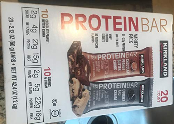Kirkland Signature Protein Bars Chocolate Peanut Butter Chunk/ Cookies & Cream Flavor, 42.4 Oz