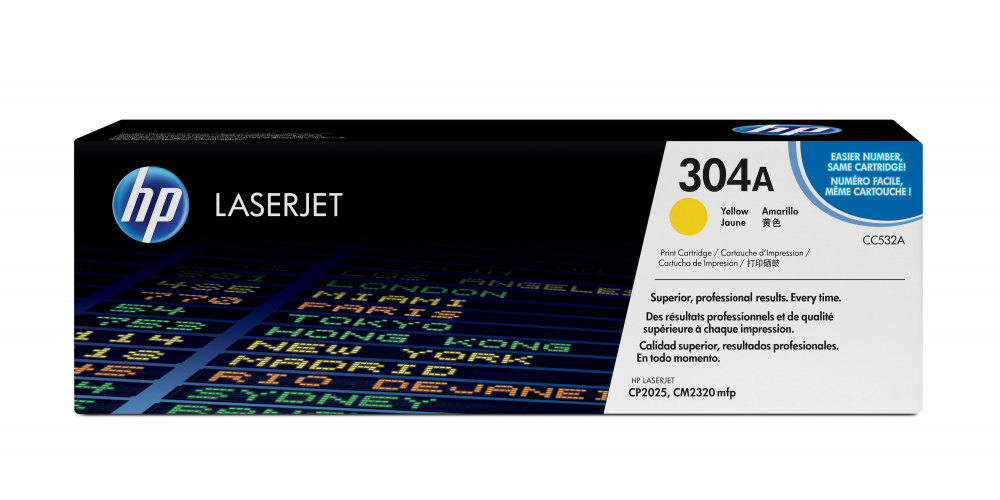 Photo of HP 304A Yellow Original LaserJet Toner Cartridge, ~2,800 Pages, CC532A