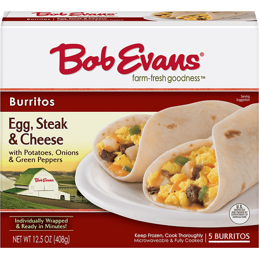 Bob Evans, Burritos, Egg, Steak & Cheese, Egg, Steak & Cheese