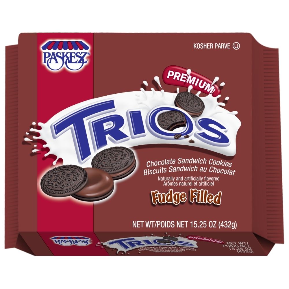 Fudge Filled Chocolate Sandwich Cookies Trios, Fudge Filled