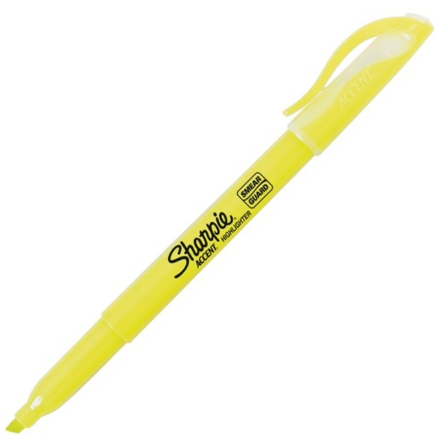 Photo of Sharpie Accent Pocket Style Highlighter, Chisel Tip, Fluorescent Yellow, Dozen