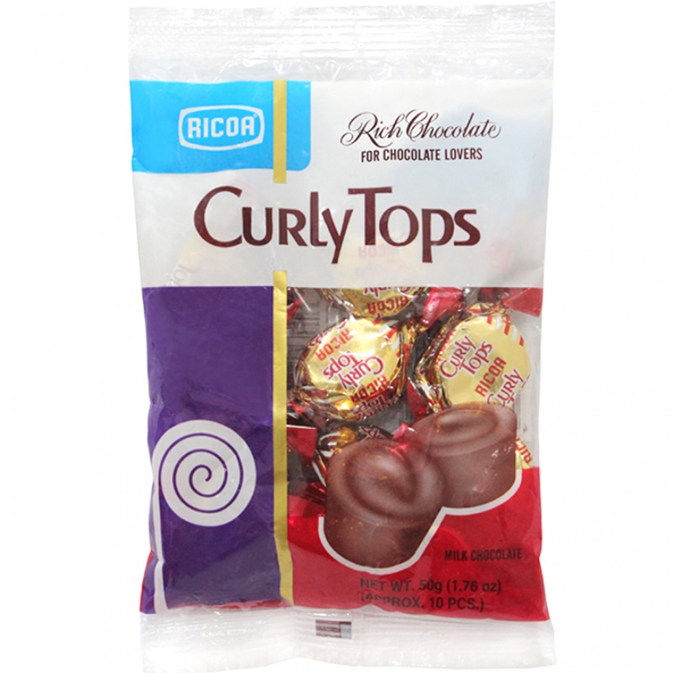 Ricoa Curly Tops Milk Chocolate 50g