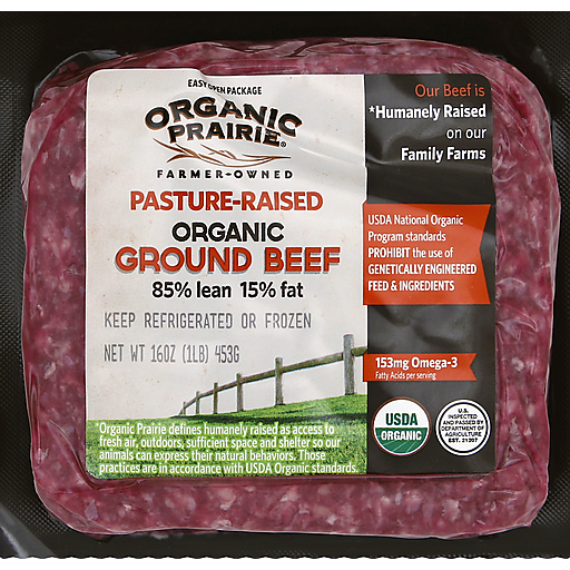 Organic 85% Lean 15% Fat Pasture-Raised Ground Beef