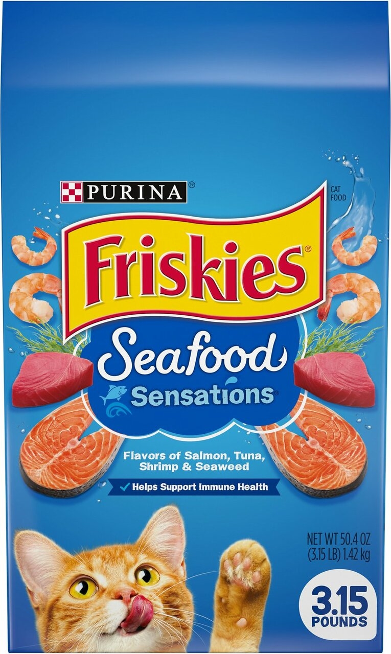 Friskies Dry Cat Food, Seafood Sensations, 50.4 Ounce Bag