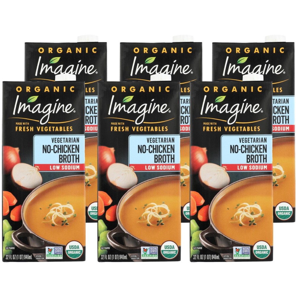 Photo of Imagine No Chicken Broth, Low Sodium, Organic, Vegetarian 32 Fl Oz